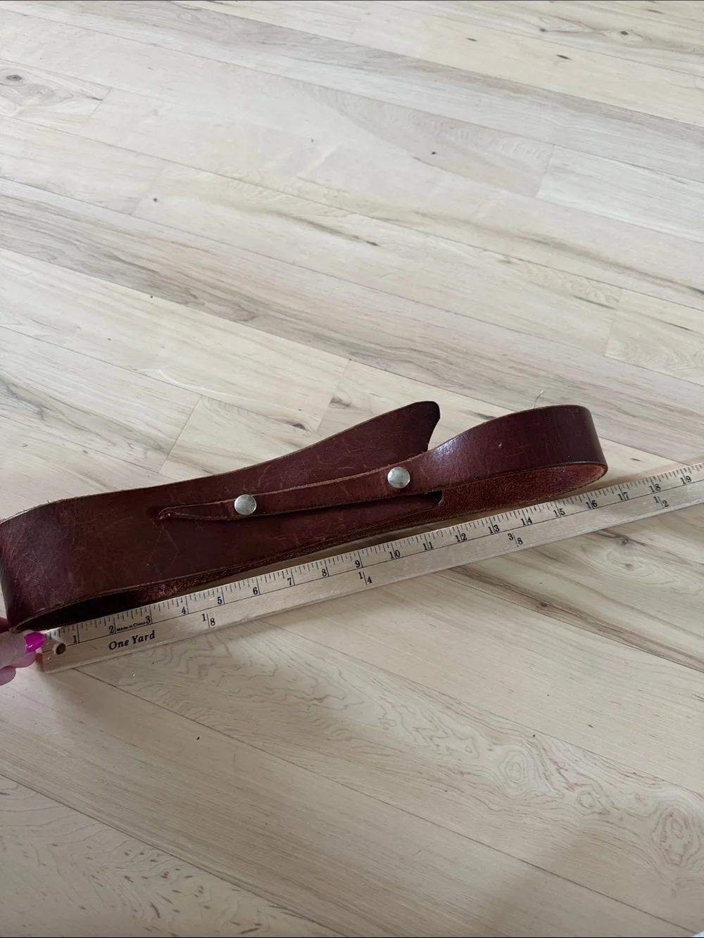 Distressed Brown Leather Asymmetrical Snap Belt-Boho-Festival